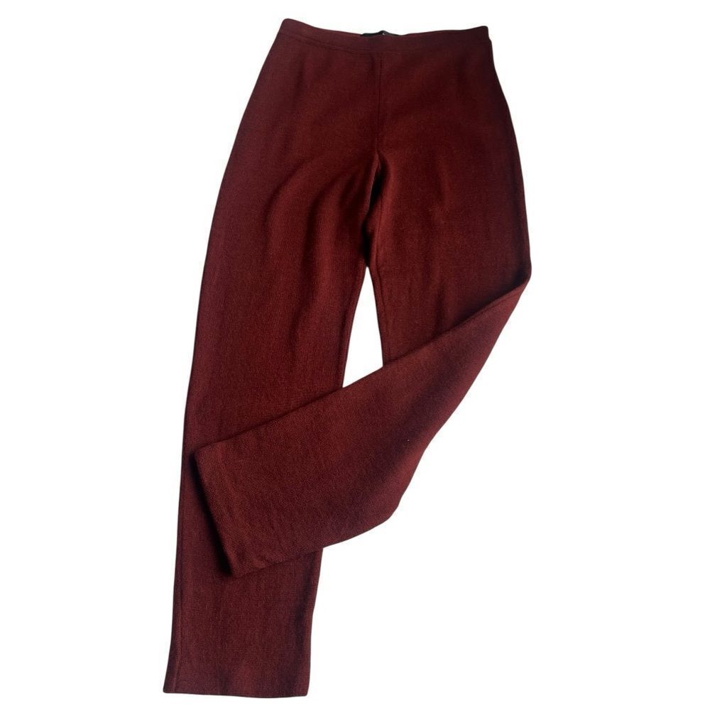 Peruvian Connection Burgundy Straight Leg Wool Blend High Waist Knit Pants M